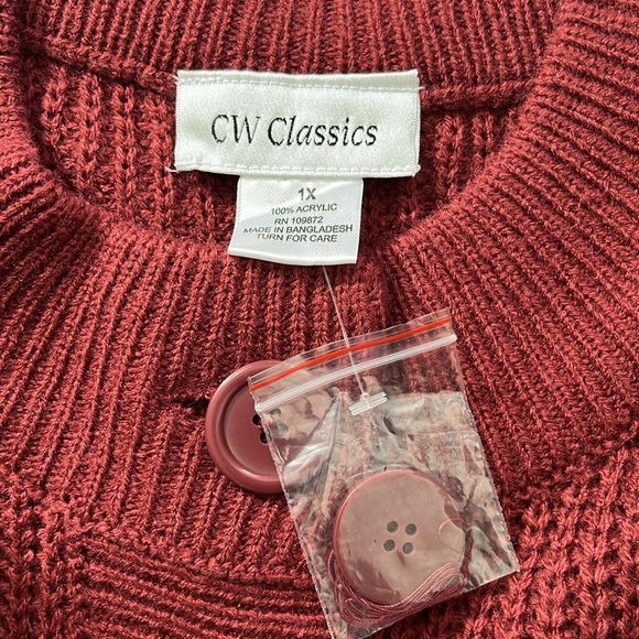 CW Classics red long sweater women’s size 1X - Picture 6 of 8